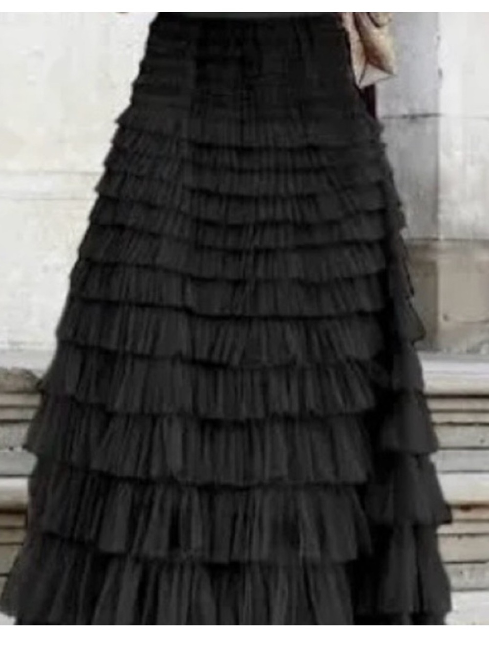 Black Tulle Tiered Skirt-sz L